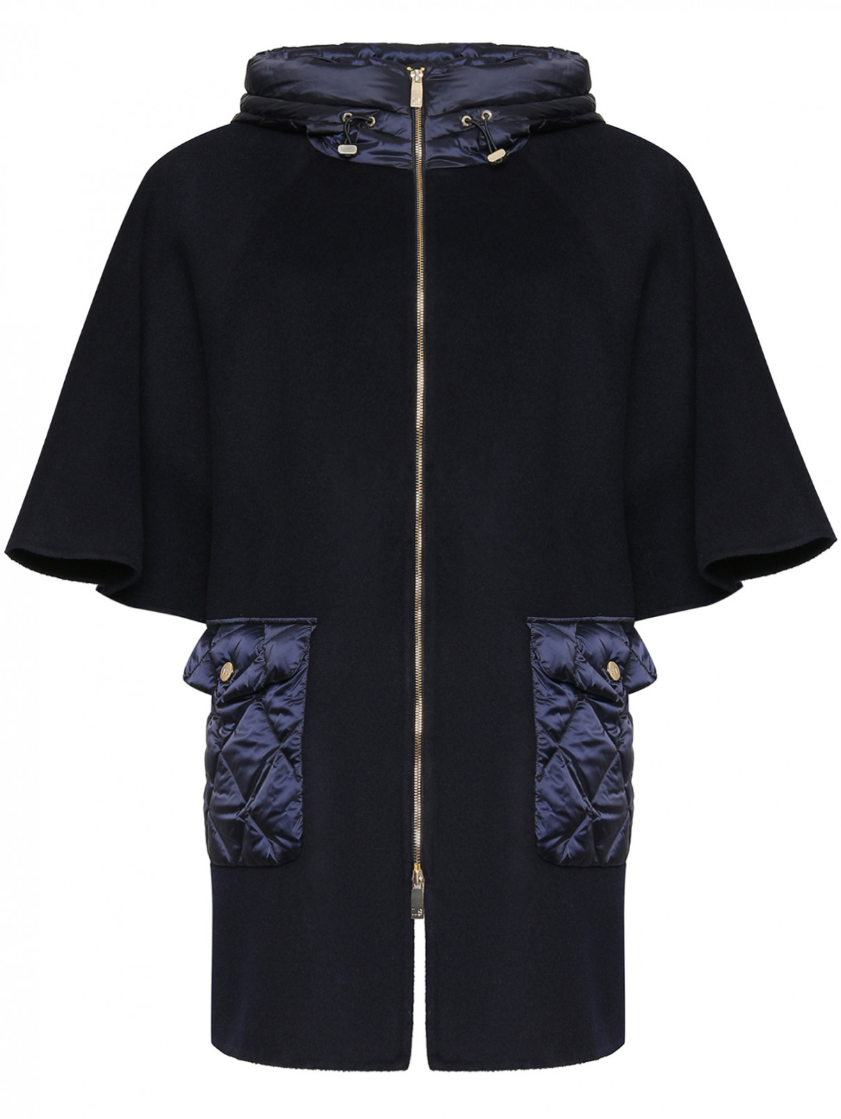 Пальто из шерсти с капюшоном Luisa Spagnoli  –  Общий вид  – Цвет:  Синий