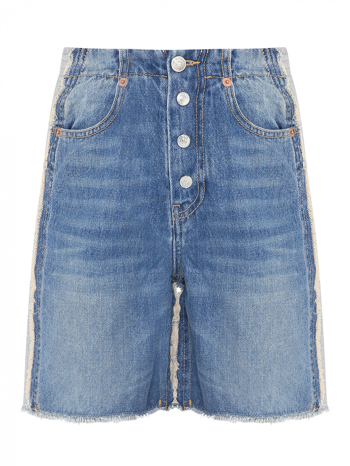 ДЖинсовые шорты с карманами MM6  –  Общий вид  – Цвет:  Синий