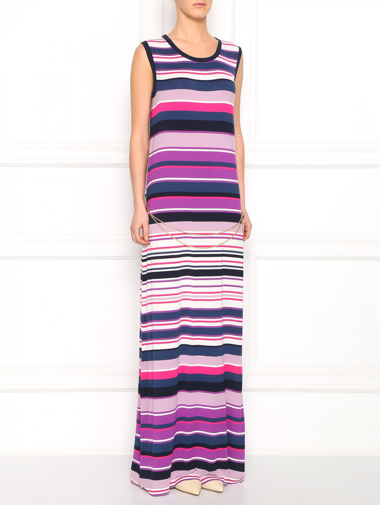 Платье-макси с узором "полоска" Juicy Couture  –  Модель Общий вид  – Цвет:  Фиолетовый