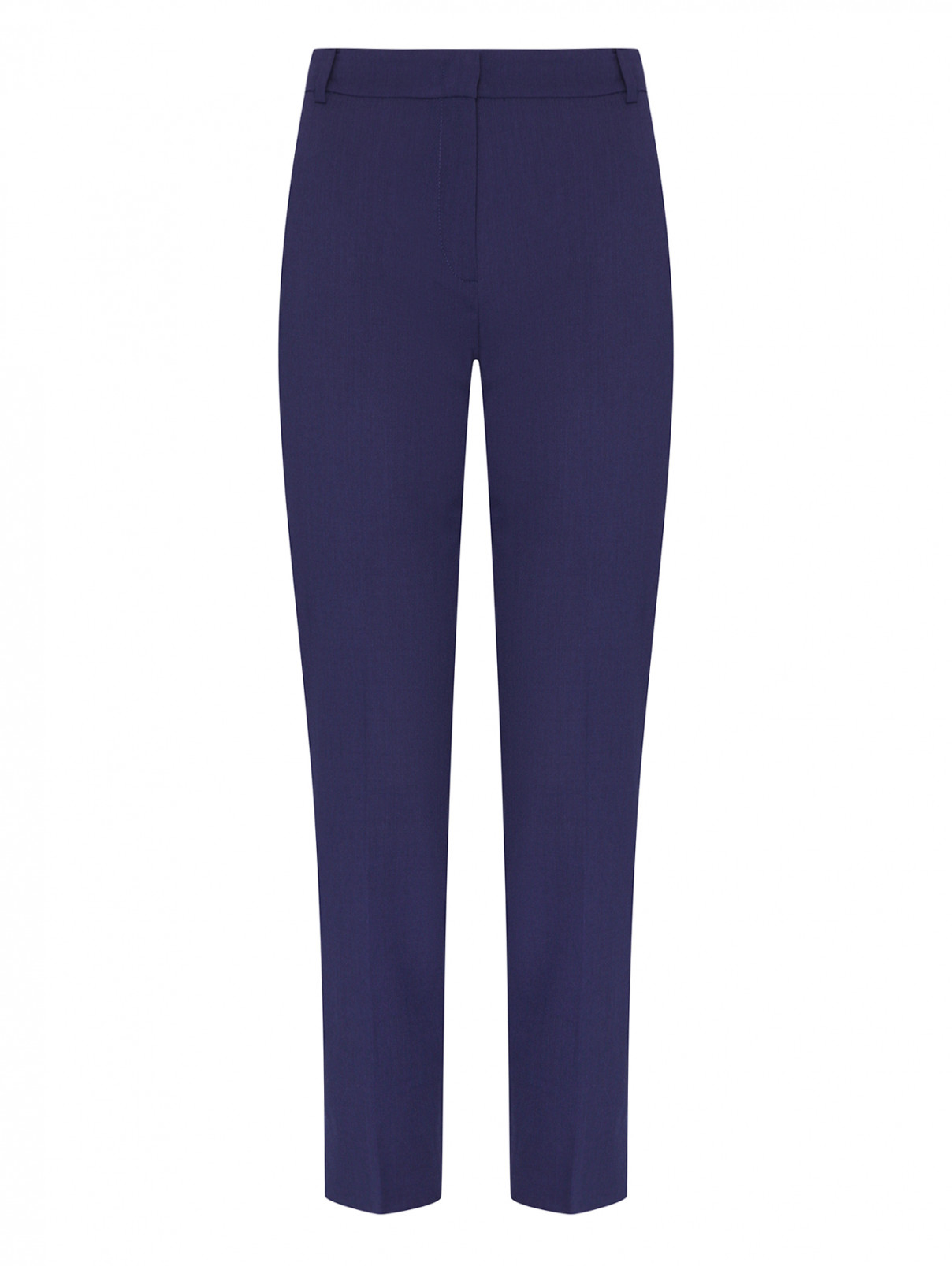 Однотонные брюки прямого кроя Luisa Spagnoli  –  Общий вид  – Цвет:  Синий