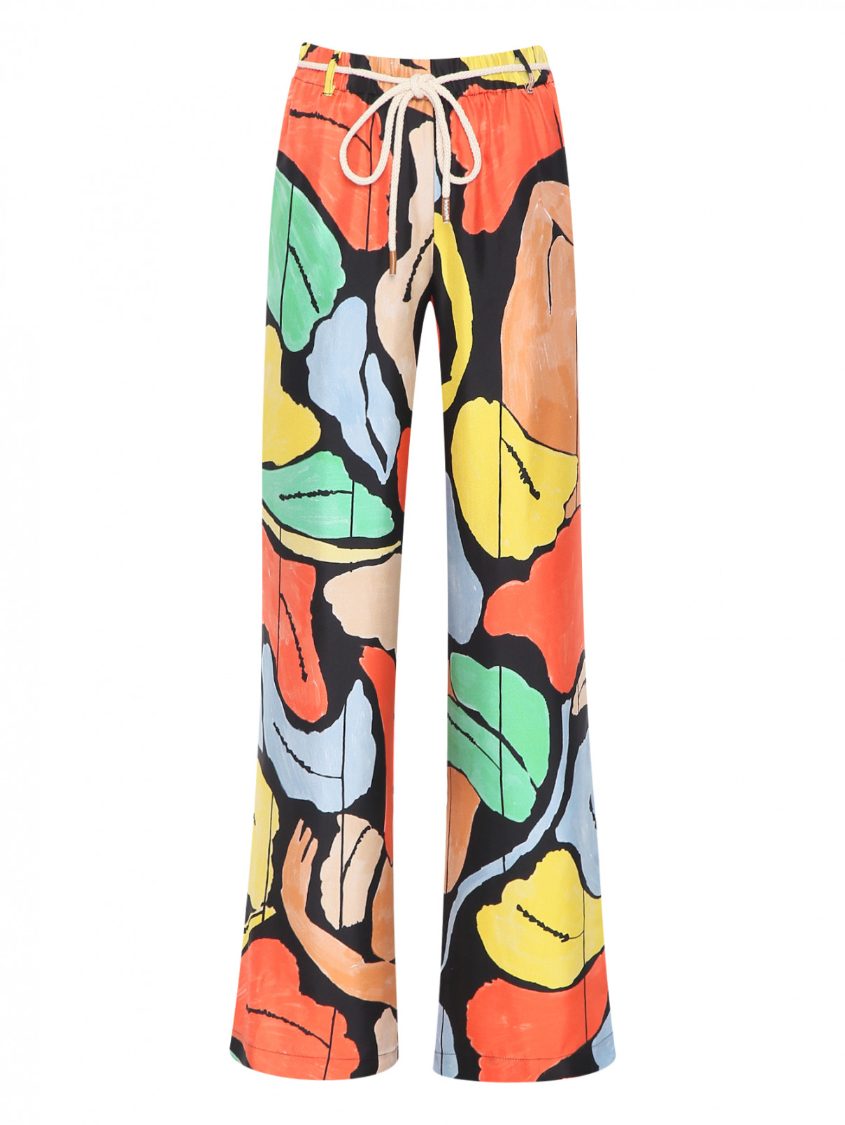 Брюки из шелка с карманами Alysi  –  Общий вид  – Цвет:  Узор