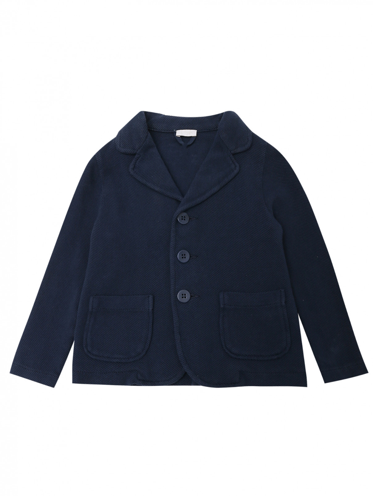 Пиджак из фактурного хлопка с карманами Il Gufo  –  Общий вид  – Цвет:  Синий