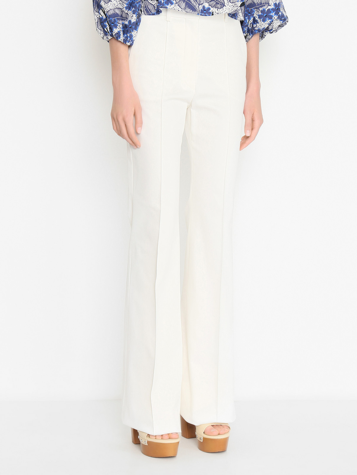 Расклешенные брюки из хлопка Sportmax  –  МодельВерхНиз  – Цвет:  Белый