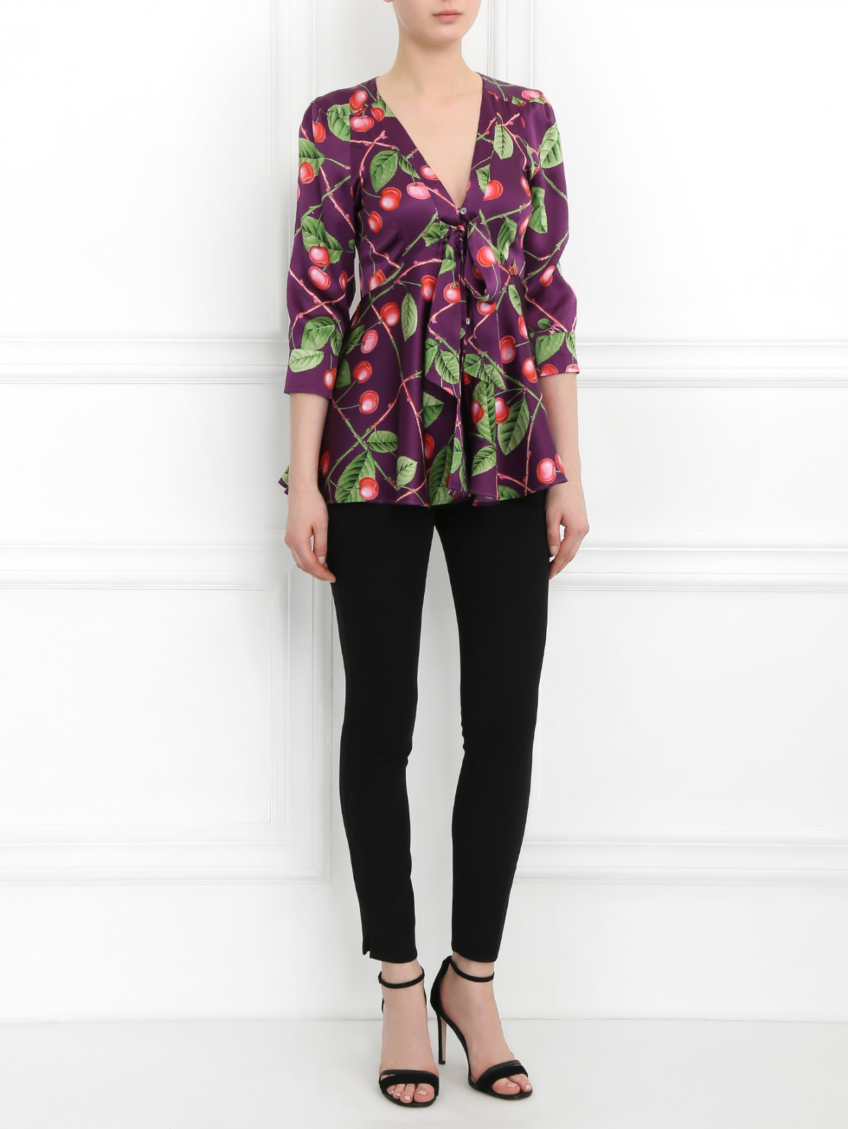 Удлиненная блуза с узором Galliano  –  Модель Общий вид  – Цвет:  Фиолетовый