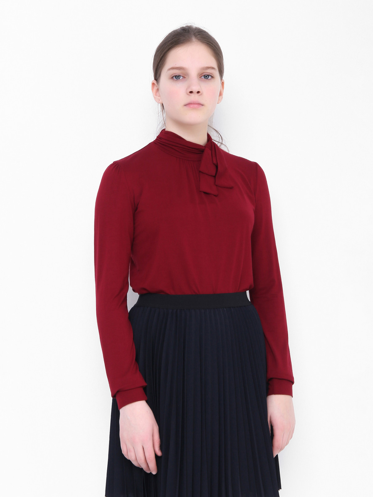 Блуза из вискозы с бантом Aletta Couture  –  МодельВерхНиз  – Цвет:  Красный