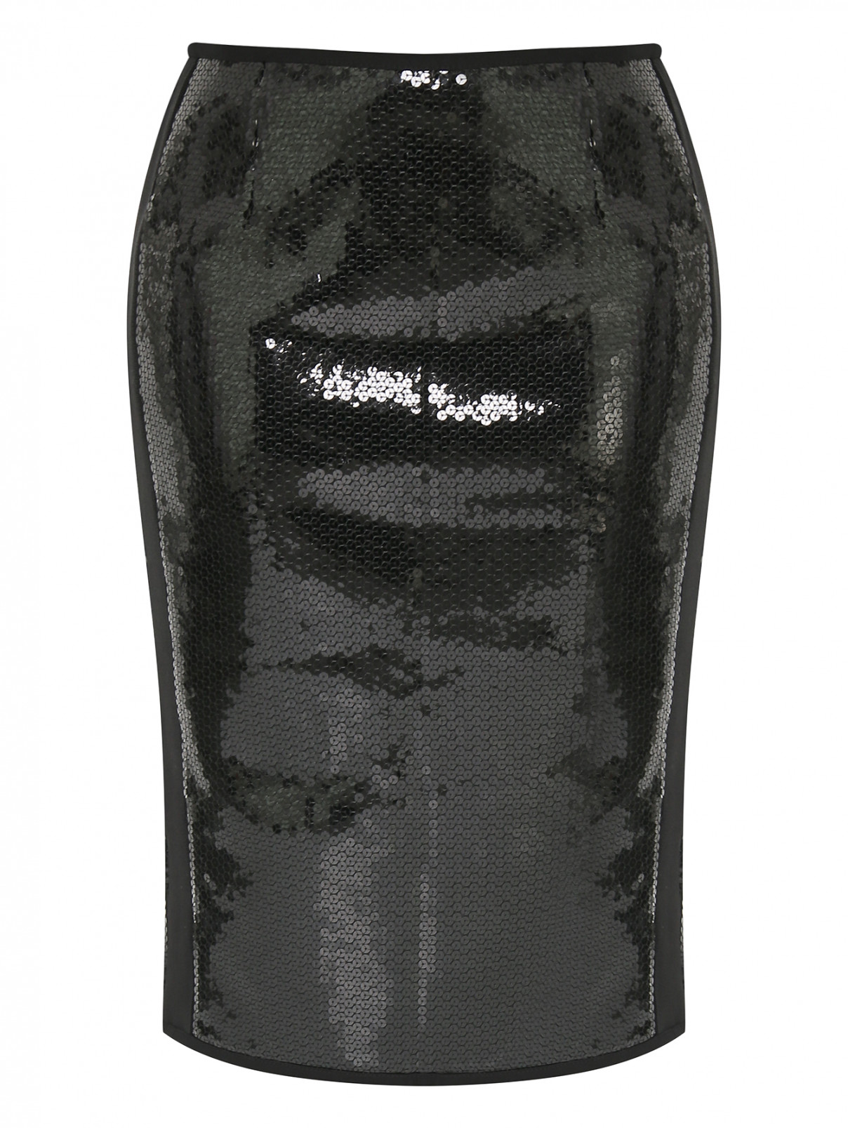 Юбка-карандаш с пайетками MARINA SPORT MARINA RINALDI  –  Общий вид  – Цвет:  Черный