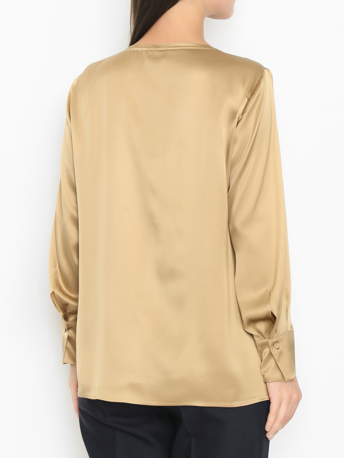 Блуза из шелка с длинным рукавом Marina Rinaldi  –  МодельВерхНиз1  – Цвет:  Золотой