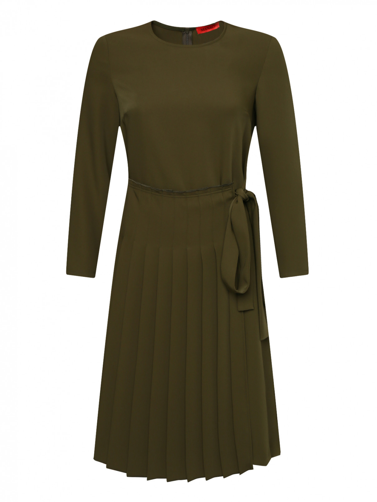 Платье с плиссированной вставкой Max&Co  –  Общий вид  – Цвет:  Зеленый