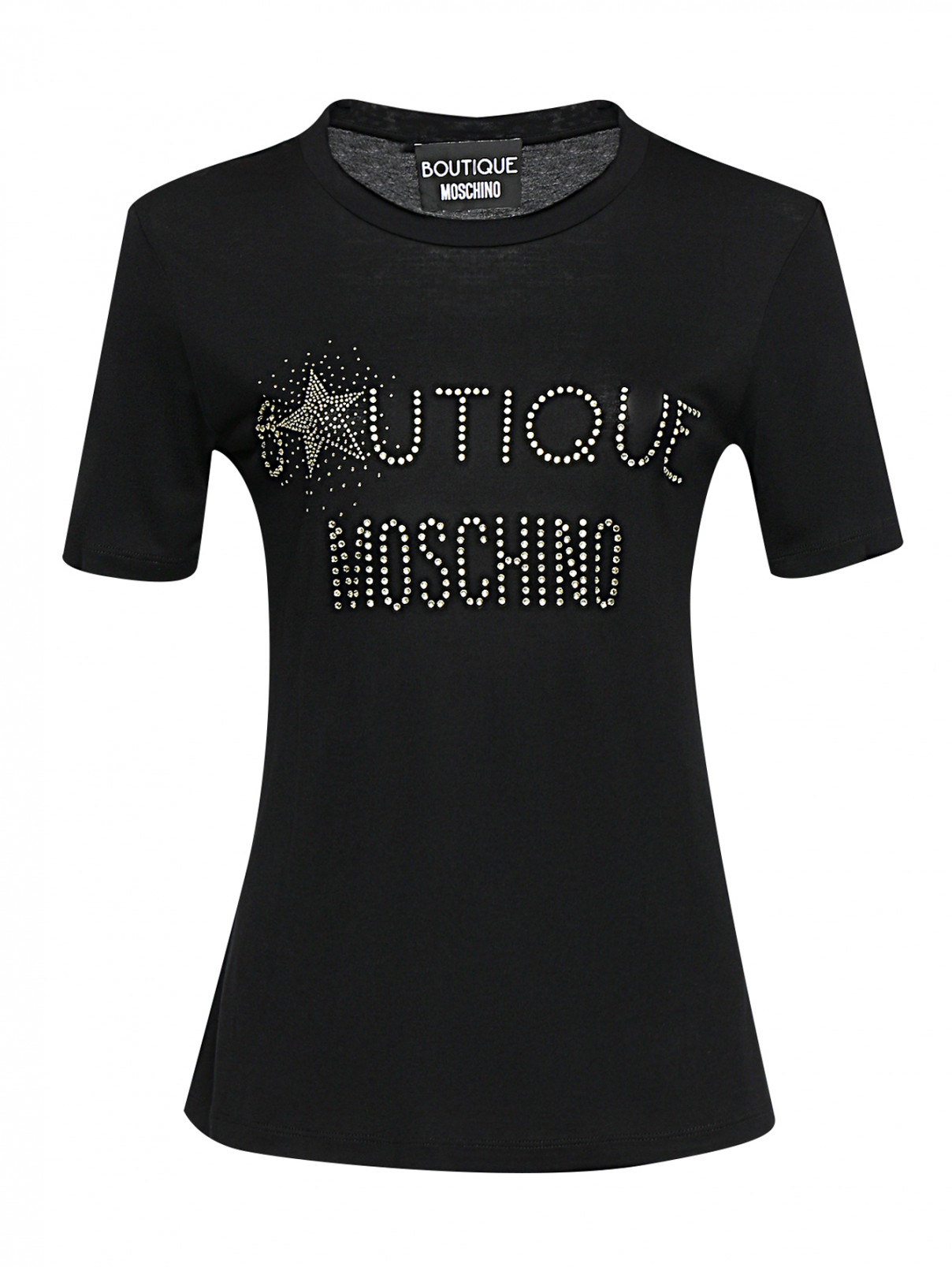 Футболка с аппликацией BOUTIQUE MOSCHINO  –  Общий вид  – Цвет:  Черный