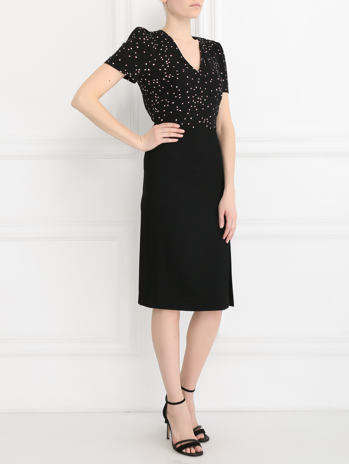 Платье-футляр из шерсти с узором "горох" Paul Smith  –  Модель Общий вид  – Цвет:  Черный