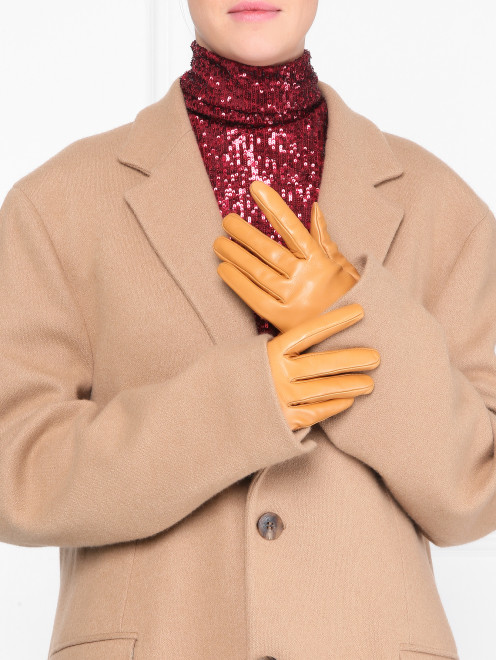 Высокие перчатки из кожи с металлическими пуговицами - Общий вид