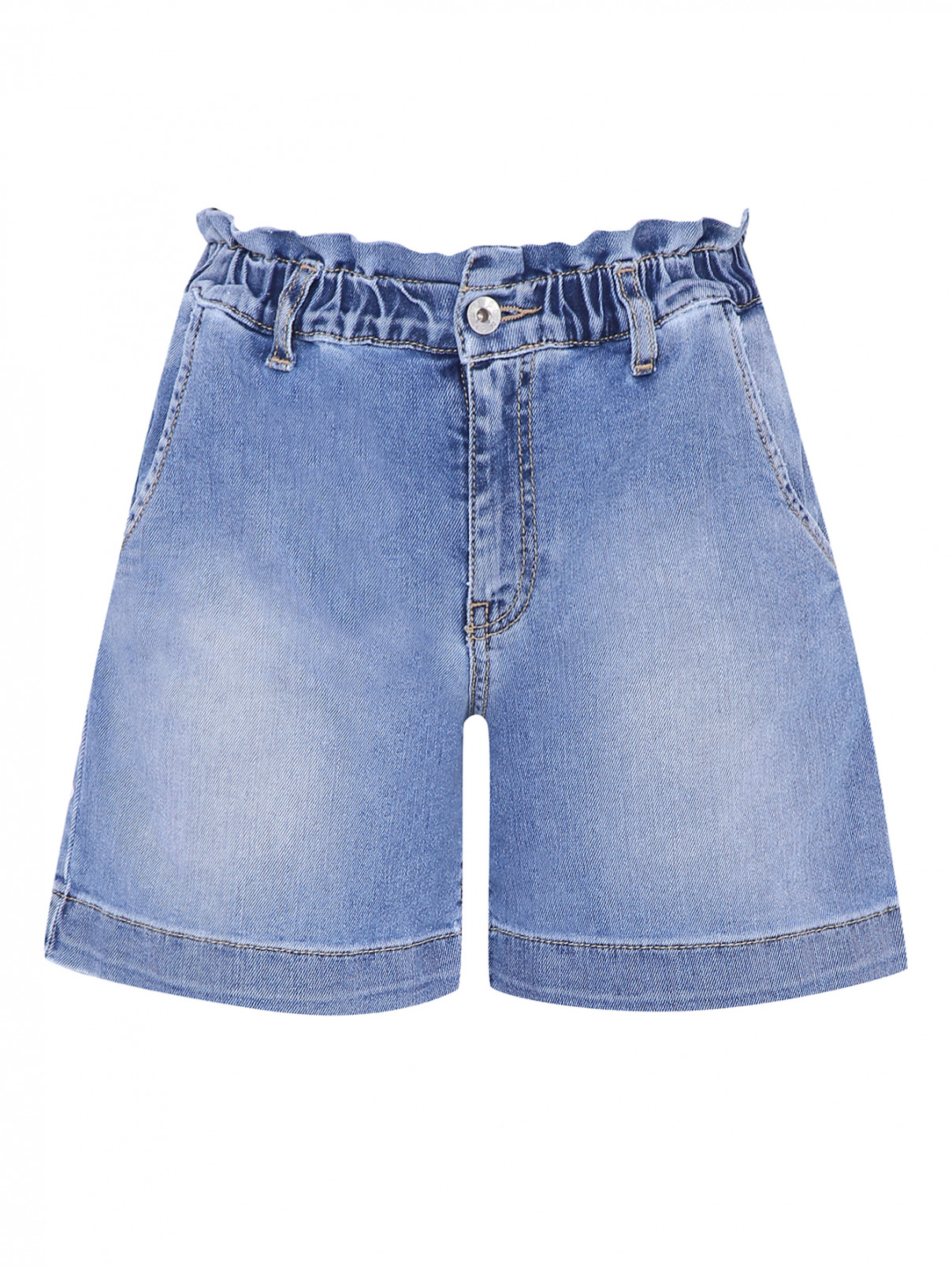 Шорты джинсовые на резинке MSGM  –  Общий вид  – Цвет:  Синий