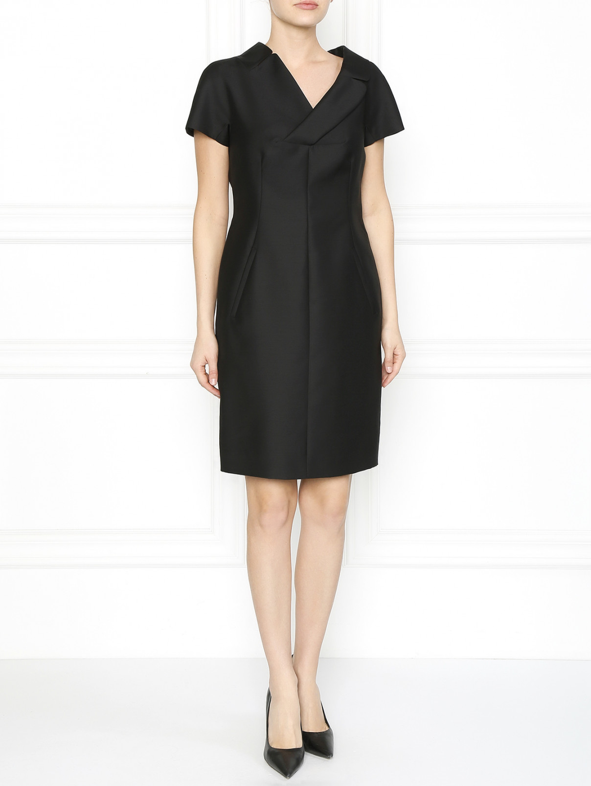 Мини-платье из смешанной шерсти Moschino  –  Модель Общий вид  – Цвет:  Черный