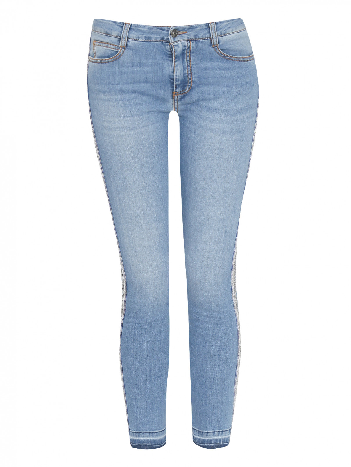 Укороченные джинсы с декоративной отделкой Ermanno Scervino  –  Общий вид  – Цвет:  Синий