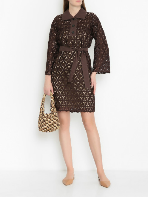Платье из шитья с поясом и подкладом Weekend Max Mara - МодельОбщийВид