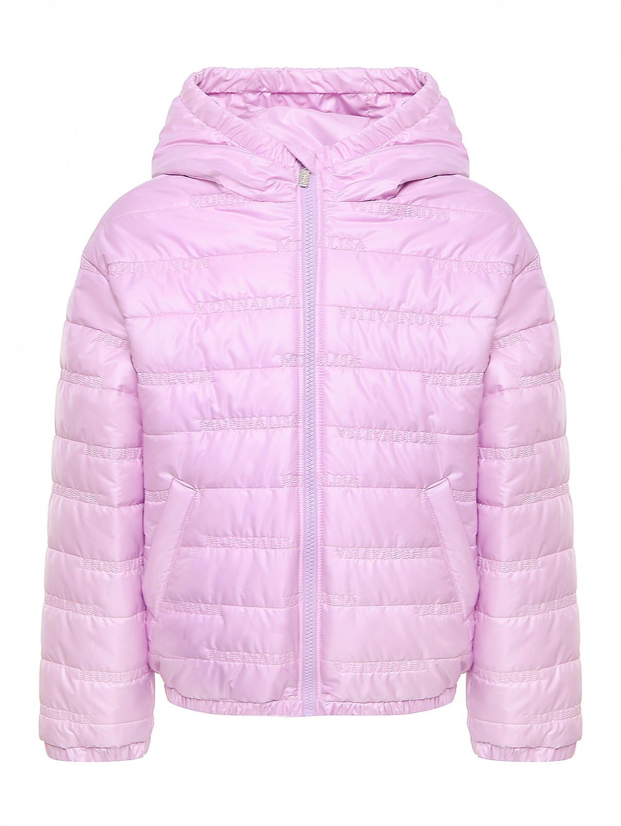 Стеганая куртка с капюшоном MONNALISA  –  Общий вид  – Цвет:  Фиолетовый