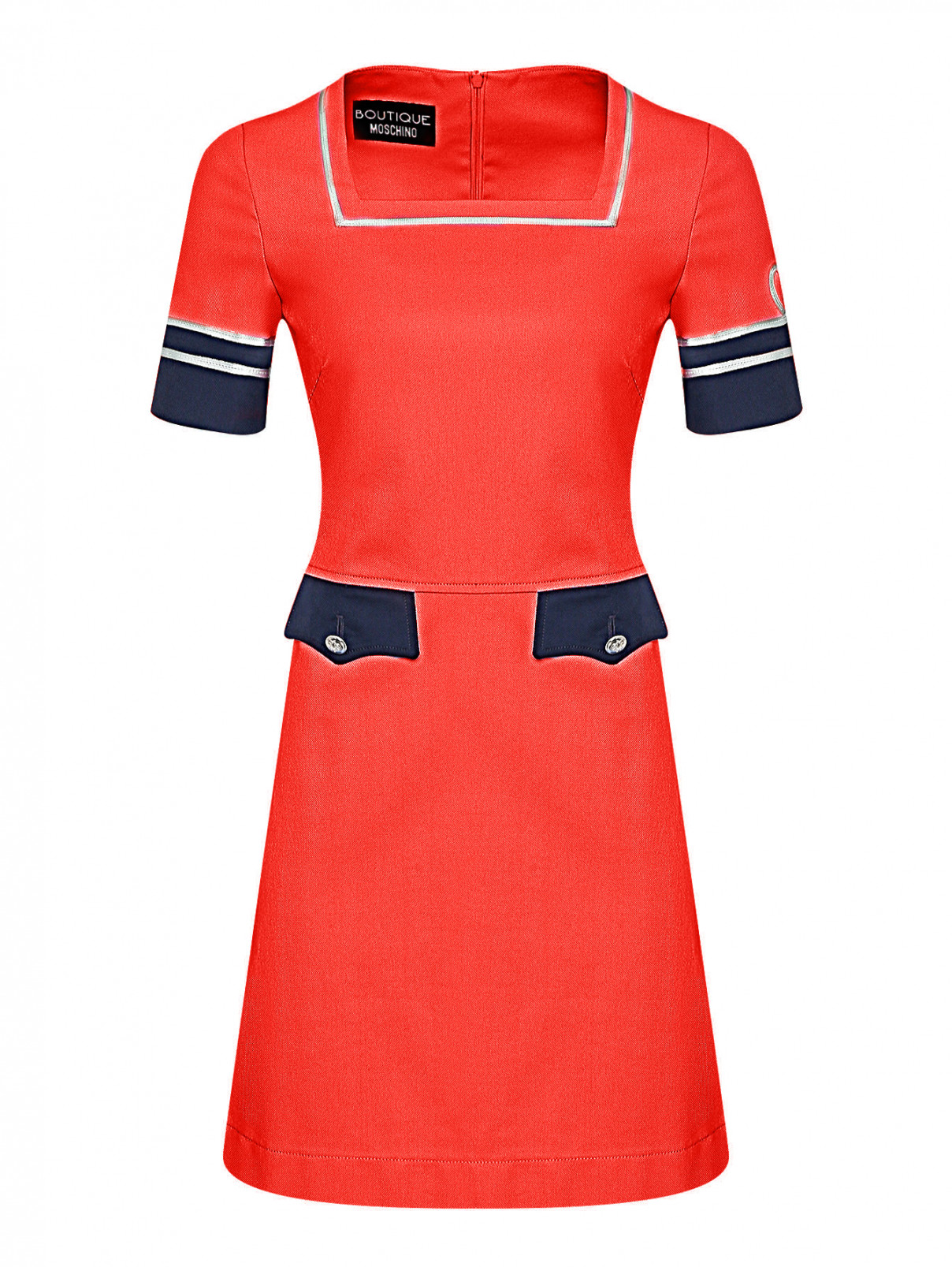 Платье из хлопка с коротким рукавом Moschino Boutique  –  Общий вид  – Цвет:  Красный