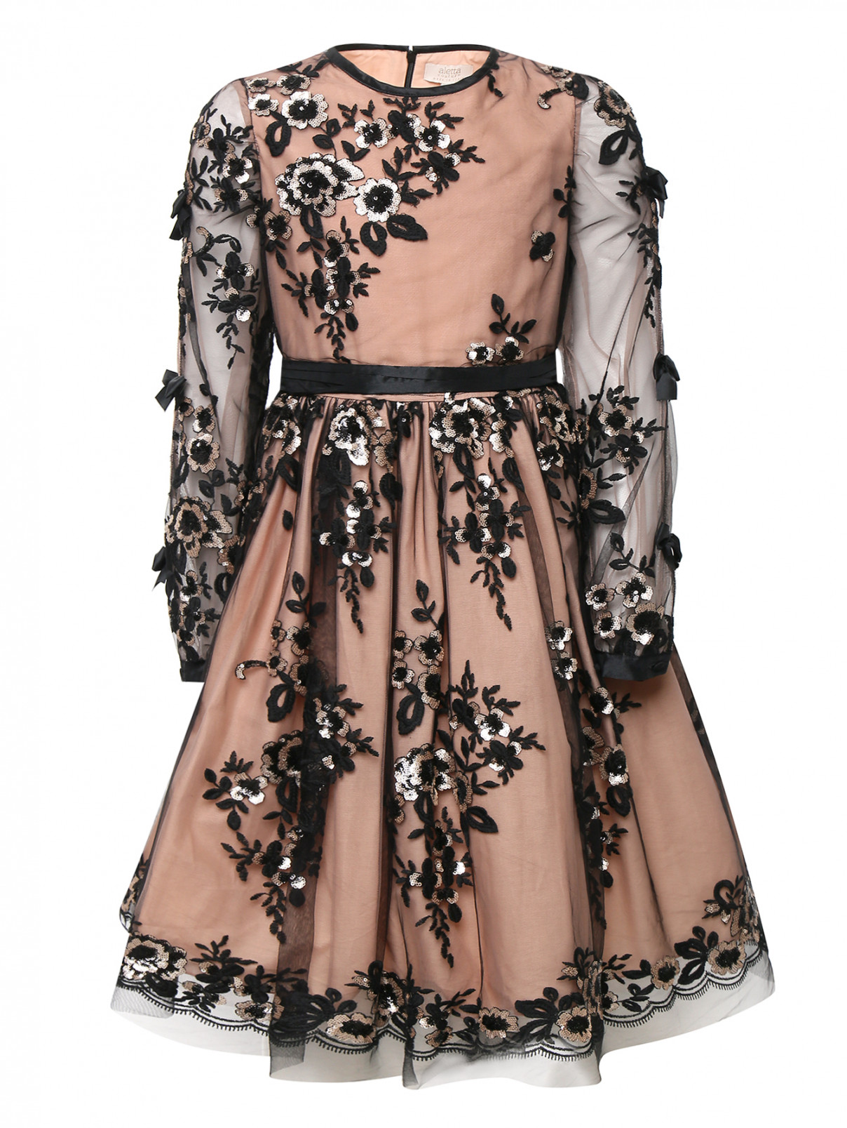 Платье с пышной юбкой расшитое паейтками Aletta  –  Общий вид  – Цвет:  Розовый