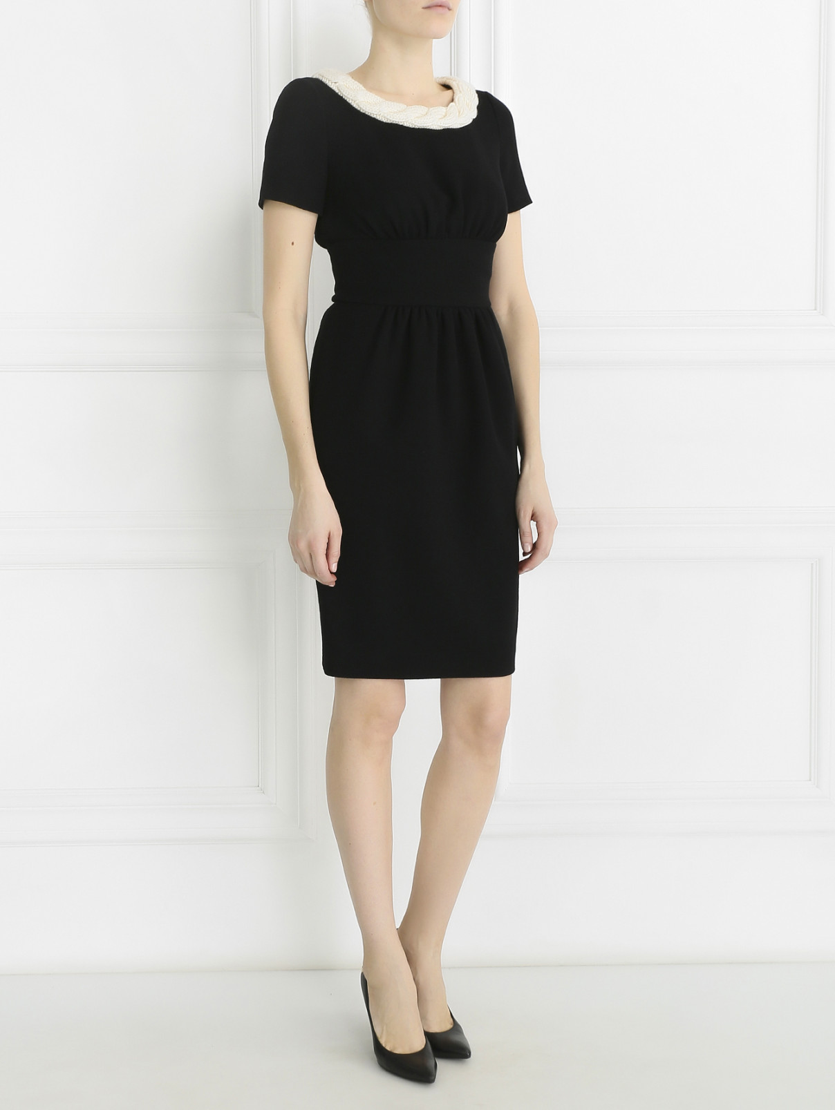 Платье-миди из шерсти Moschino Boutique  –  Модель Общий вид  – Цвет:  Черный