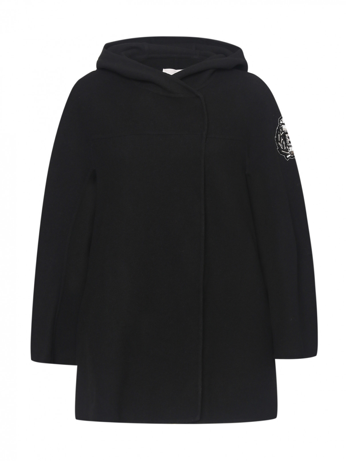 Пальто из шерсти и кашемира с капюшоном Ermanno Firenze  –  Общий вид  – Цвет:  Черный