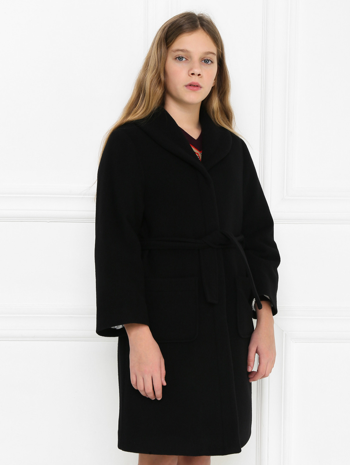 Однотонное пальто с накладными карманами Dolce & Gabbana  –  МодельВерхНиз  – Цвет:  Черный