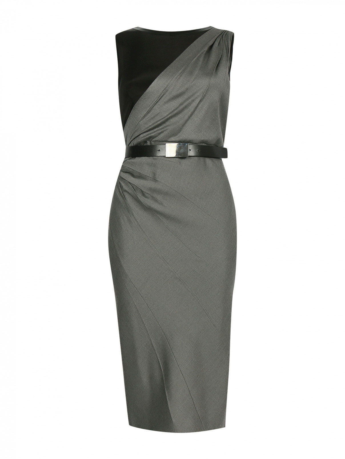 Платье-футляр асимметричного кроя Sportmax  –  Общий вид  – Цвет:  Серый