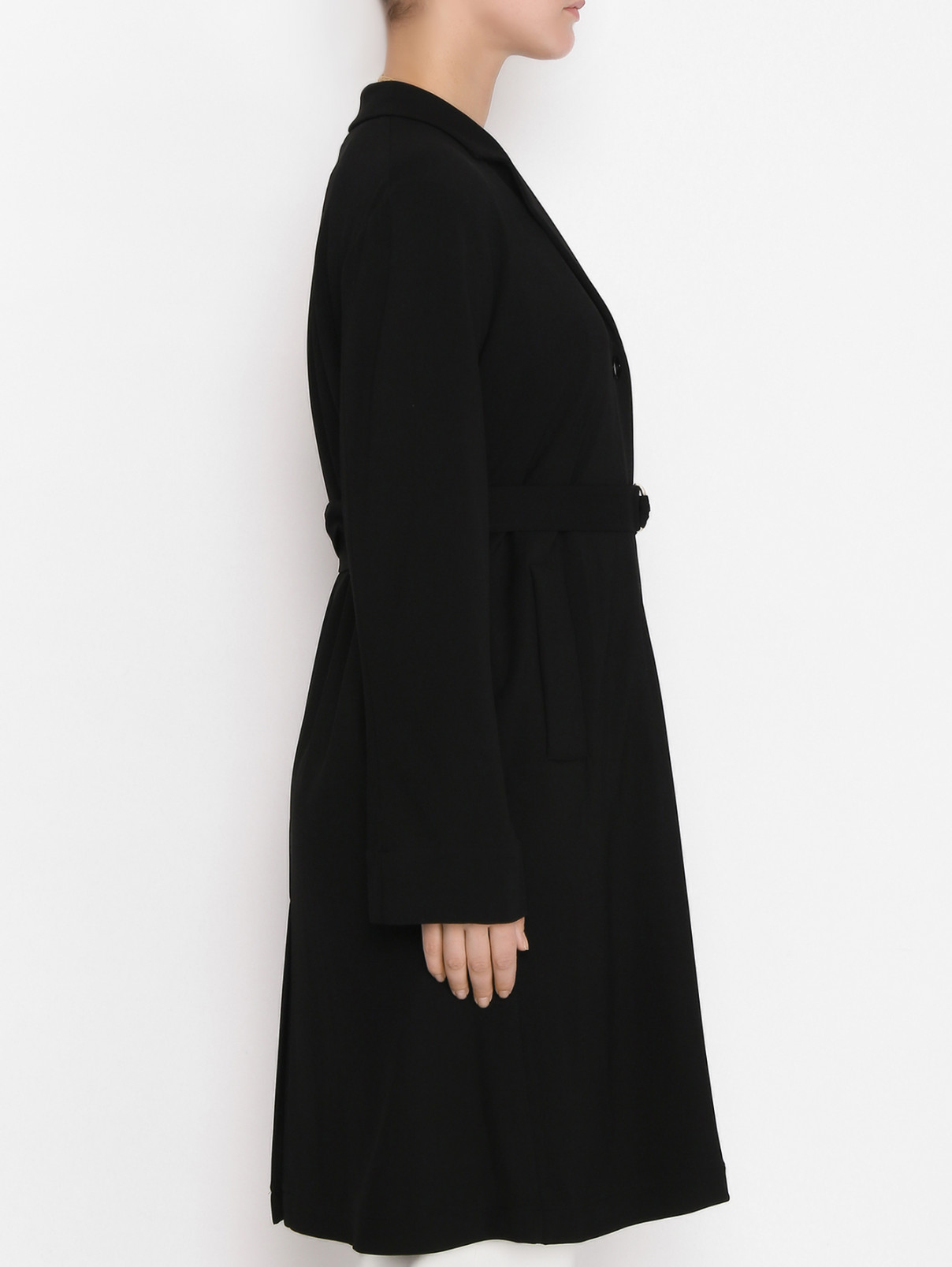Трикотажное пальто из вискозы с карманами Marina Rinaldi  –  МодельВерхНиз2  – Цвет:  Черный