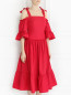 Платье из хлопка со спущенным рукавом Alberta Ferretti  –  Модель Верх-Низ
