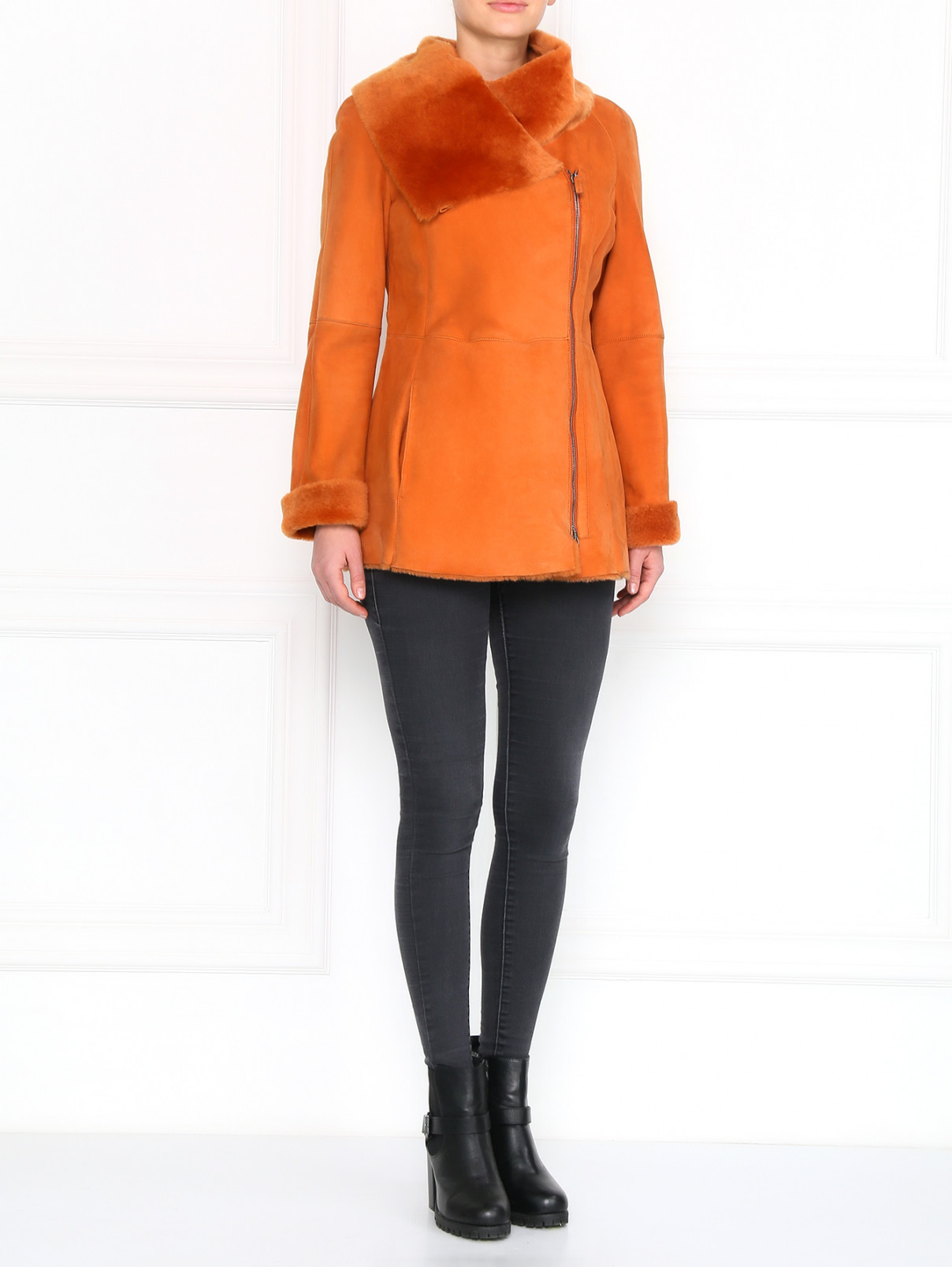 Дубленка на молнии с боковыми карманами Etro  –  Модель Общий вид  – Цвет:  Оранжевый