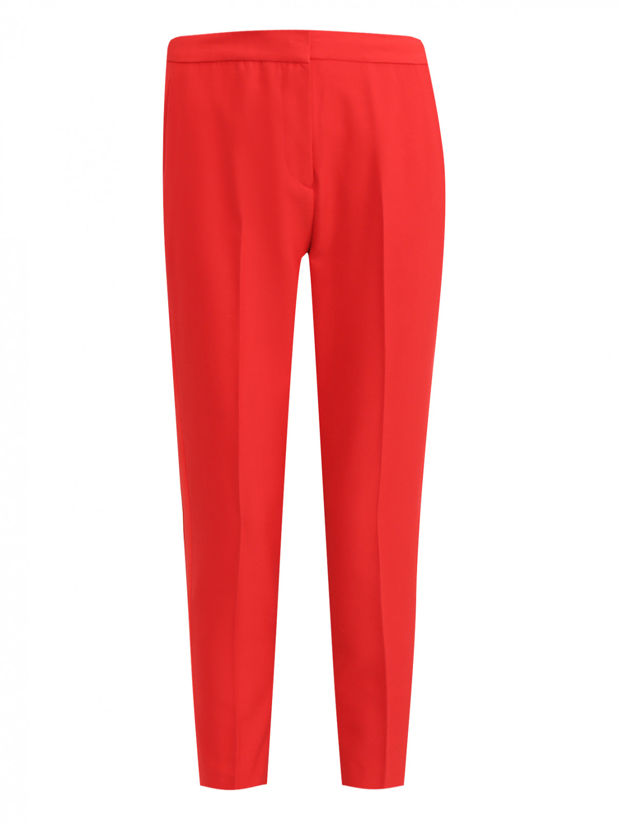 Брюки из смешанной шерсти прямого кроя с карманами Tara Jarmon  –  Общий вид  – Цвет:  Красный