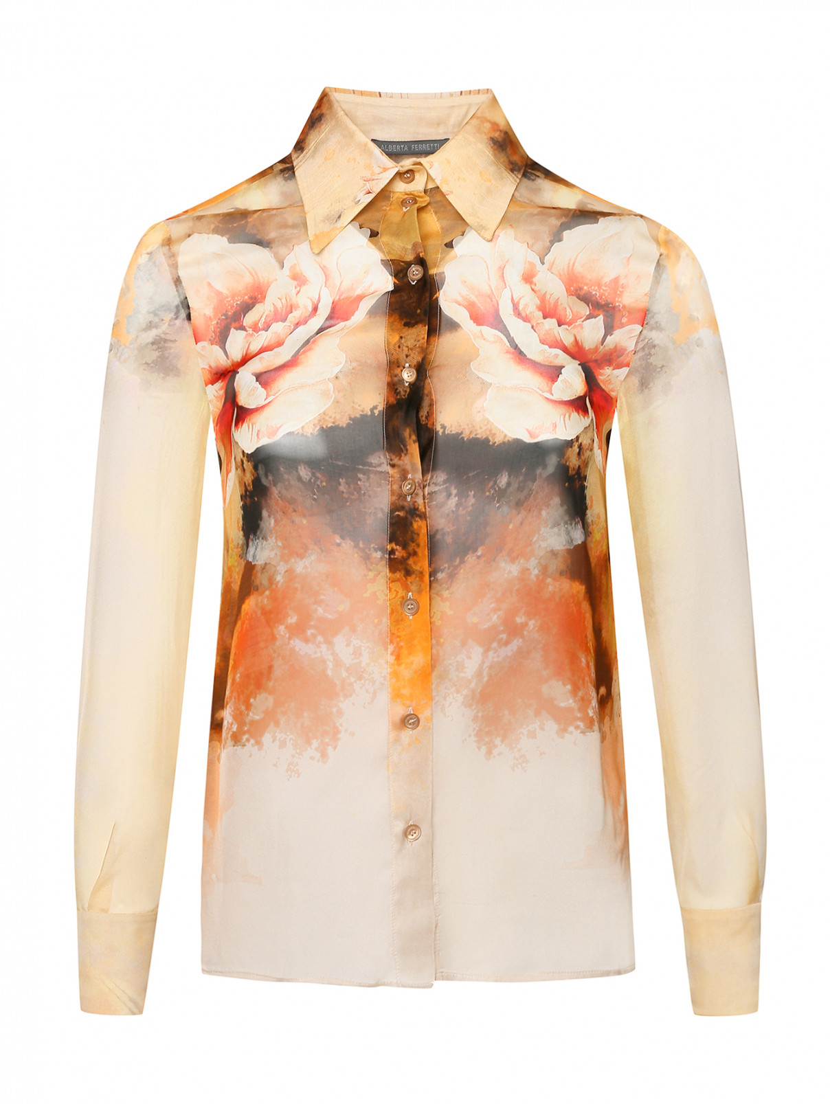 Блуза из шелка с отложным воротником Alberta Ferretti  –  Общий вид  – Цвет:  Узор