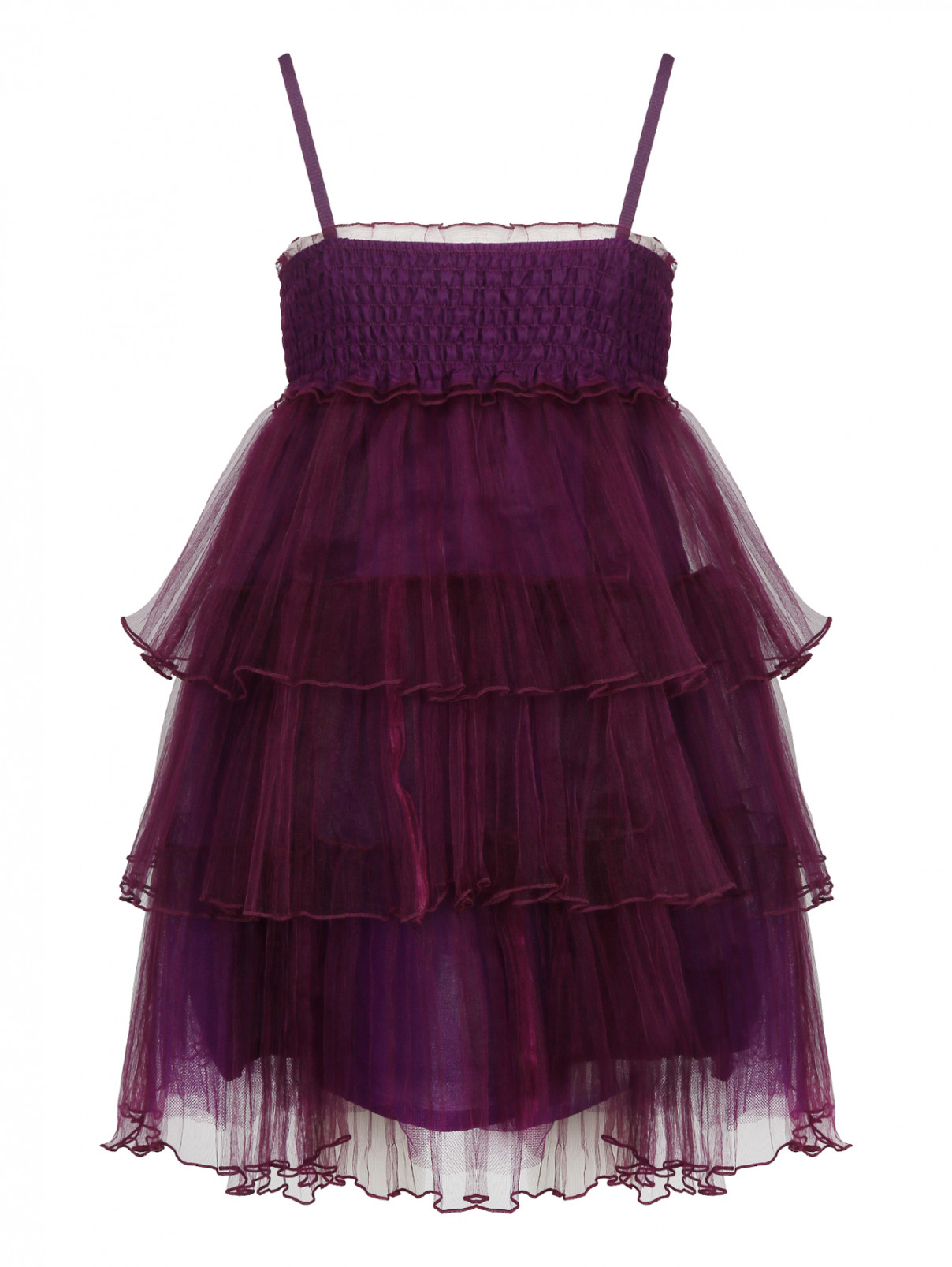 Платье ярусное на бретелях Gaultier Junior  –  Общий вид  – Цвет:  Фиолетовый