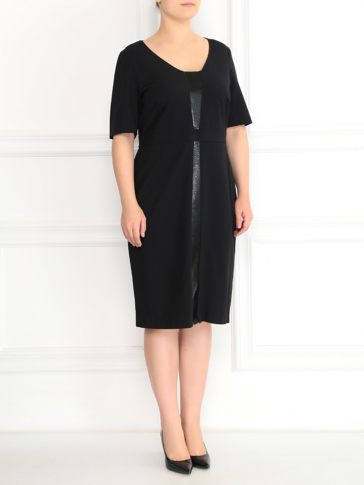 Платье-футляр с короткими рукавами Marina Rinaldi  –  Модель Общий вид  – Цвет:  Черный