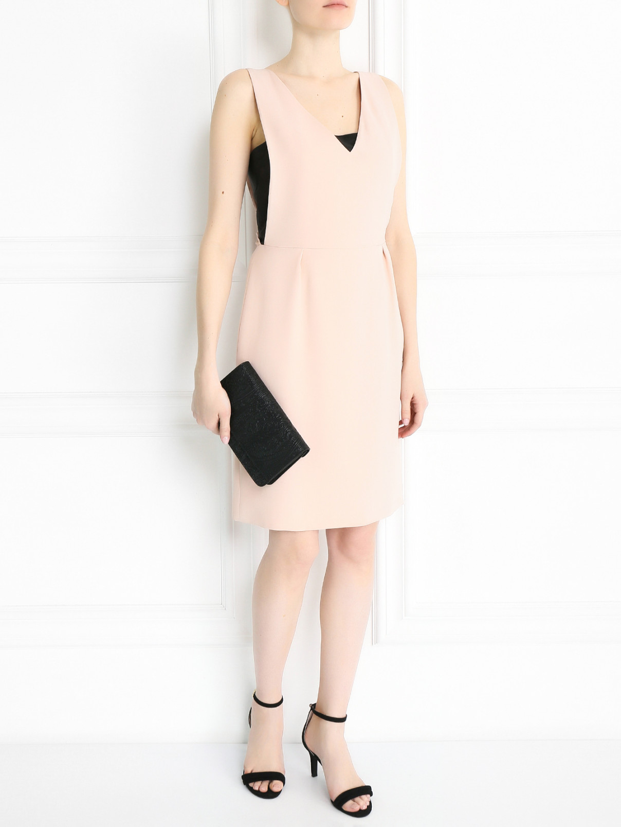 Платье-мини из шелка без рукавов Yves Salomon  –  Модель Общий вид  – Цвет:  Розовый