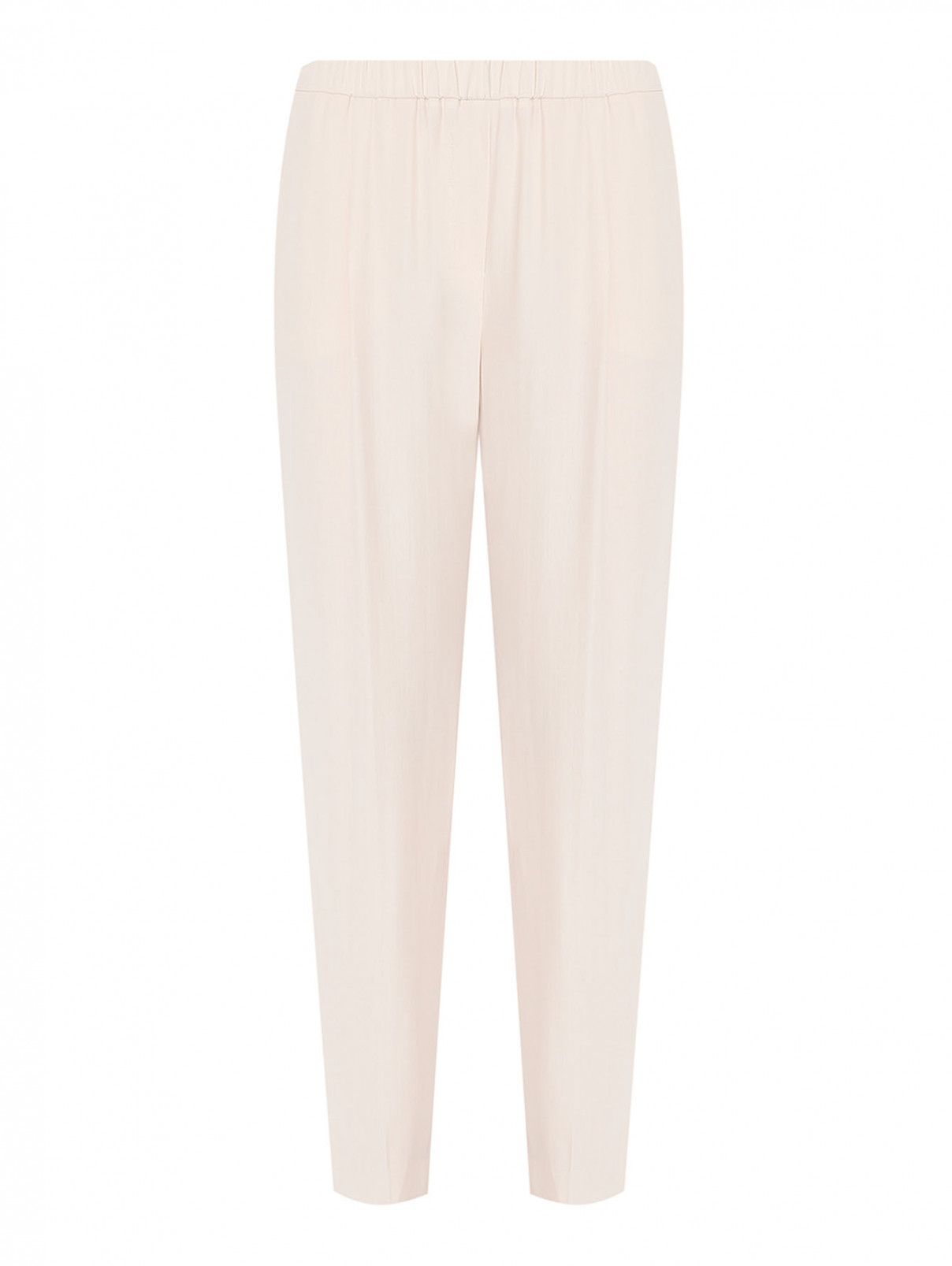 Однотонные брюки из смешанной шерсти на резинке Fabiana Filippi  –  Общий вид  – Цвет:  Белый