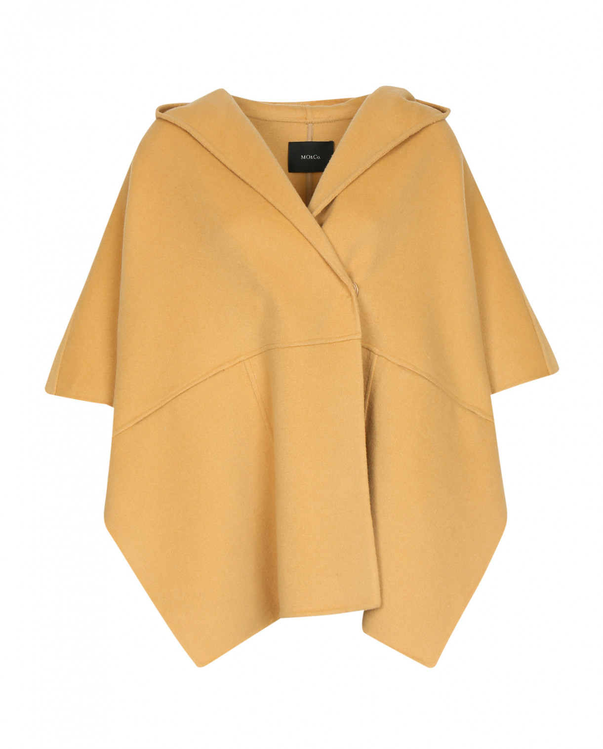 Укороченное пальто из шерсти с капюшоном Mo&Co  –  Общий вид  – Цвет:  Бежевый