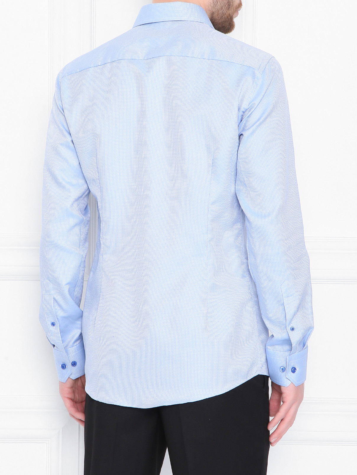 Рубашка из хлопка свободного кроя с узором Eton  –  МодельВерхНиз1  – Цвет:  Синий