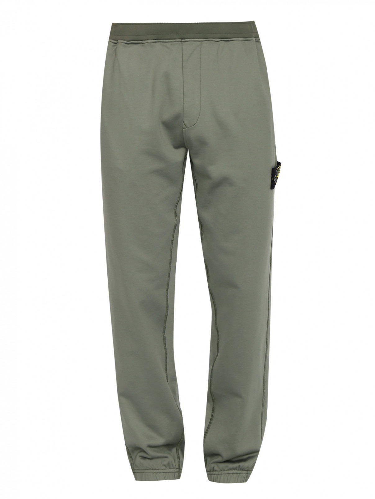 Трикотажные брюки на резинке с карманами Stone Island  –  Общий вид  – Цвет:  Зеленый