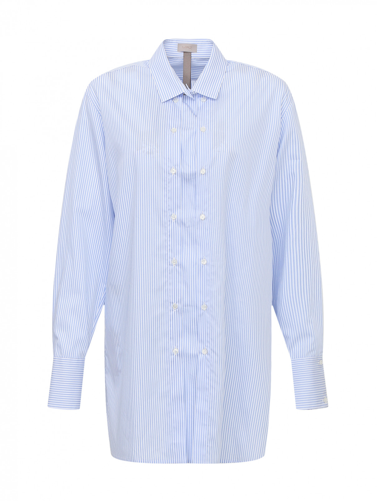 Рубашка из хлопка в полоску MRZ  –  Общий вид  – Цвет:  Синий