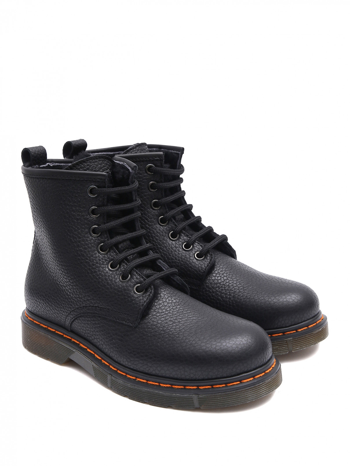 Кожаные ботинки с контрастной отстрочкой Gallucci  –  Общий вид  – Цвет:  Черный