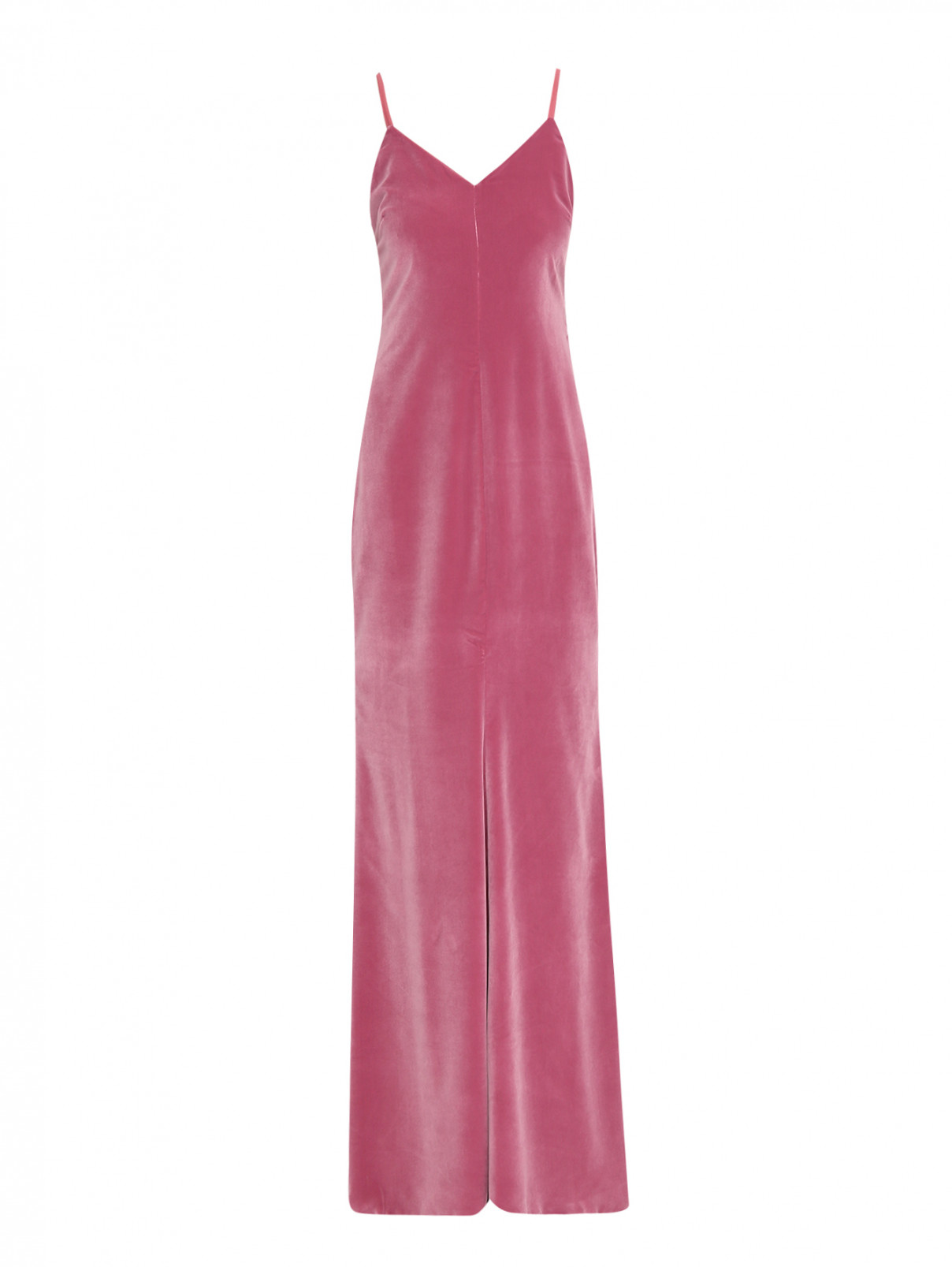 Платье-макси из бархата на бретелях Max Mara  –  Общий вид  – Цвет:  Розовый