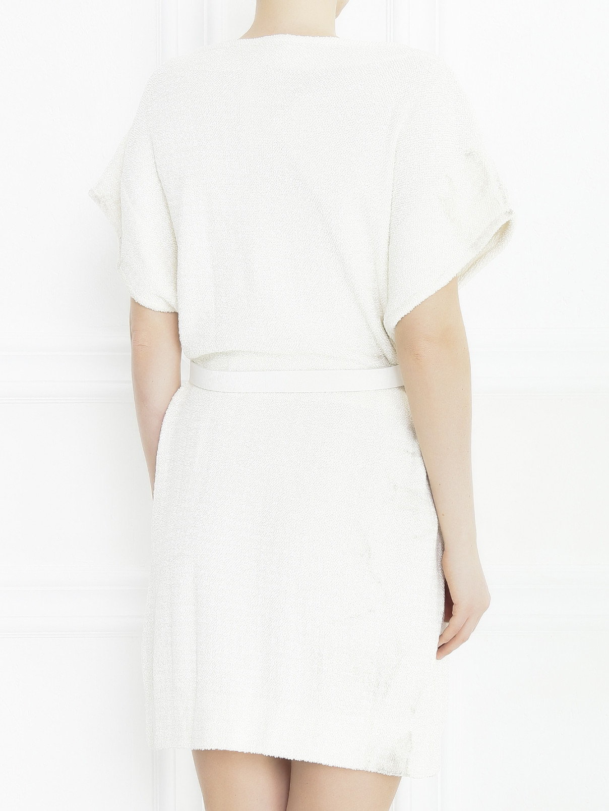 Платье из мохера с напылением Maison Ullens  –  Модель Верх-Низ1  – Цвет:  Белый