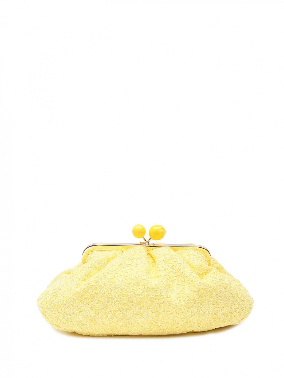 Клатч из кружева с декоративным замком Weekend Max Mara  –  Общий вид  – Цвет:  Желтый