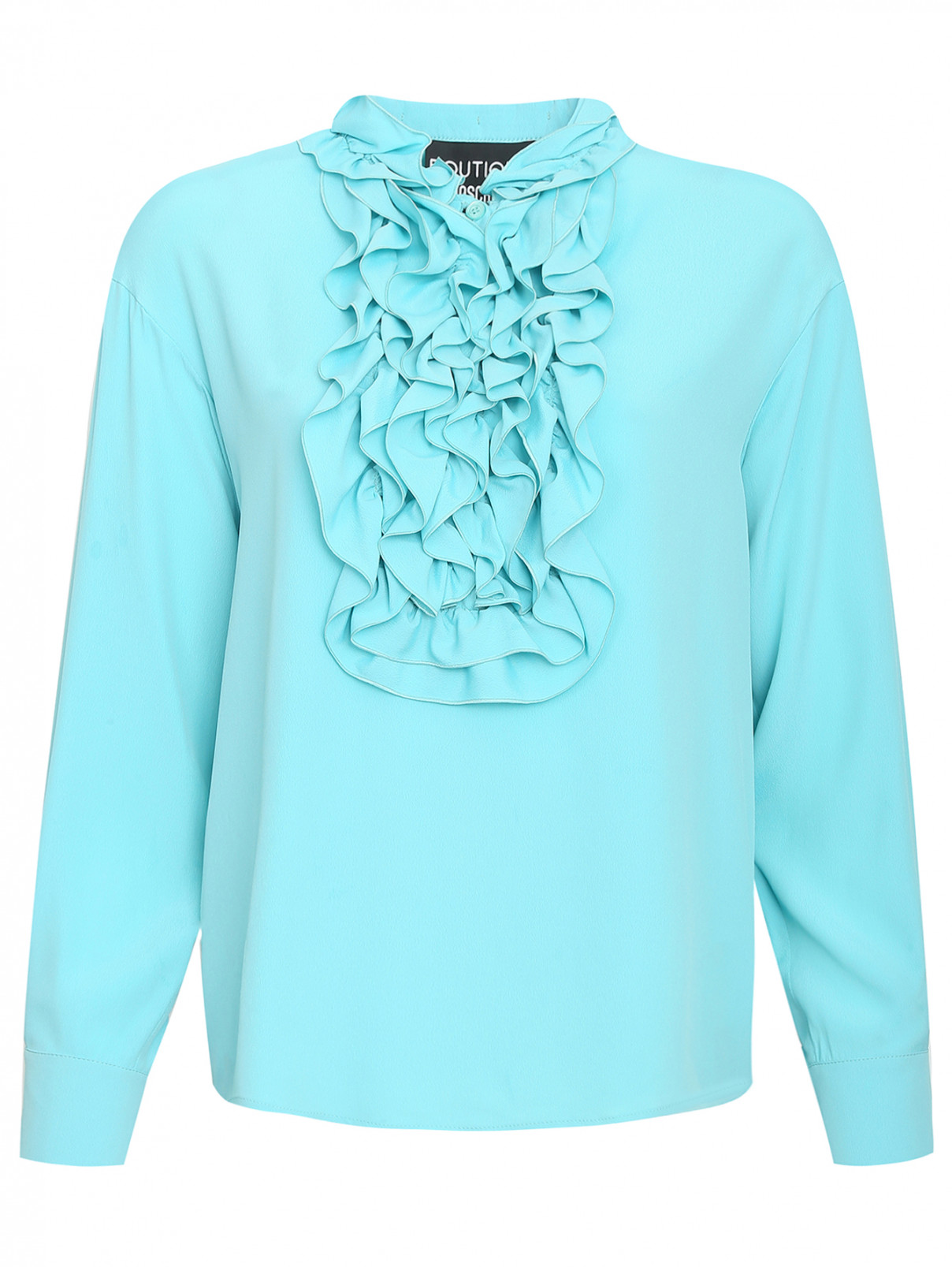 Блуза с жабо Moschino Boutique  –  Общий вид  – Цвет:  Синий