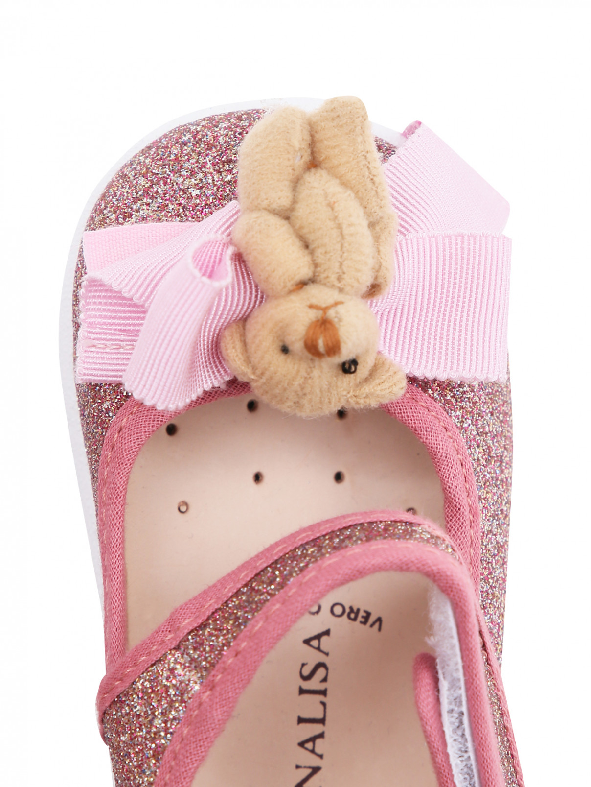 Туфли на липучке с декором MONNALISA  –  Обтравка3  – Цвет:  Розовый
