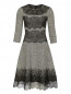 Платье в клетку из шерсти и льна с кружевной вставкой Ermanno Scervino  –  Общий вид