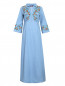 Платье-макси из денима декорированное вышивкой BOSCO  –  Общий вид