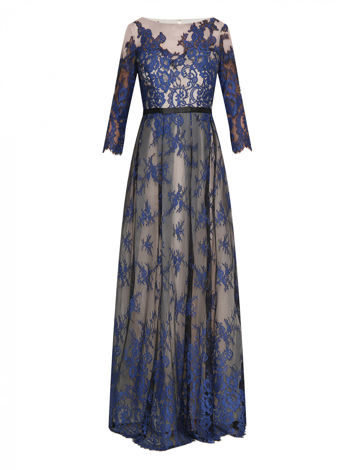 Платье-макси с кружевной отделкой Rosa Clara  –  Общий вид  – Цвет:  Синий