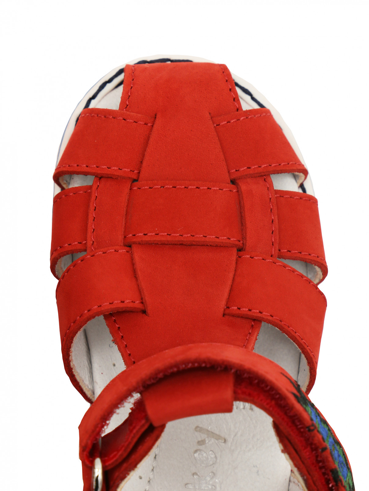 Сандалии кожаные с липкой застежкой Walkey  –  Обтравка3  – Цвет:  Красный