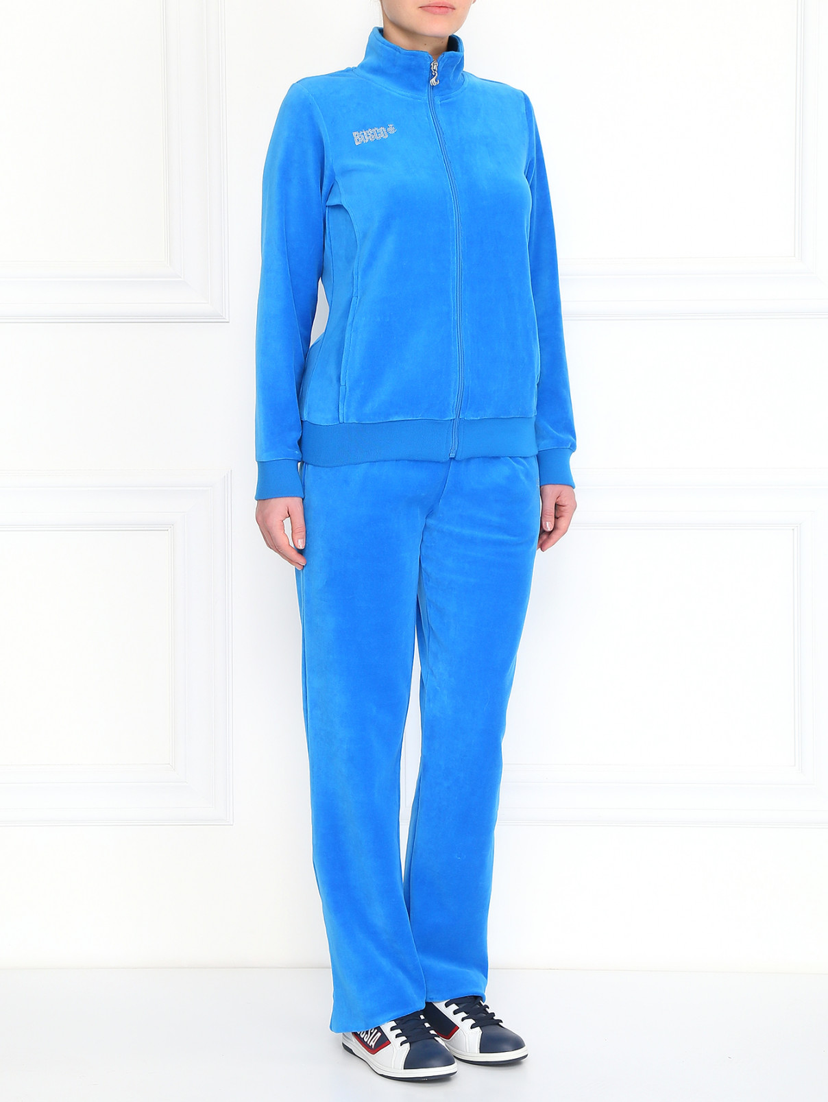 Спортивный костюм из велюра со стразами BOSCO  –  Модель Общий вид  – Цвет:  Синий